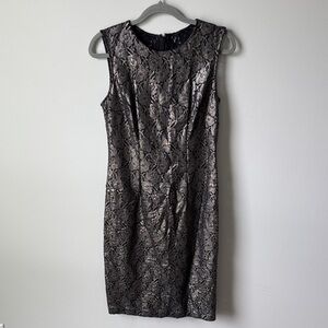 White House Black Market Metallic Lace Sleeveless Sheath Dress size 8 NWT
